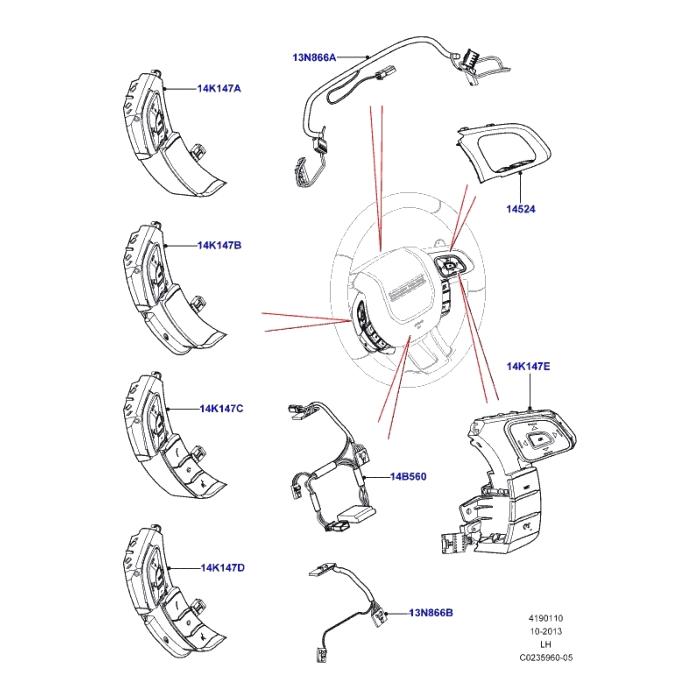 faisceau de câblage interne du volant pour Range Rover Evoque - Origine LR