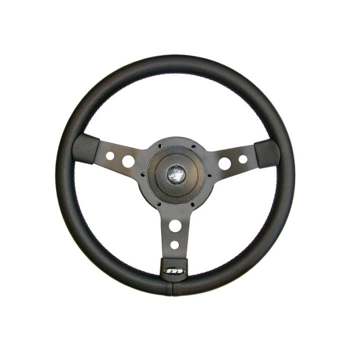 volant sport MOUNTNEY 3 branches vinyle noir pour Série 2 / 2A / 3 et Defender (15" - 38.00 cm de diamètre)