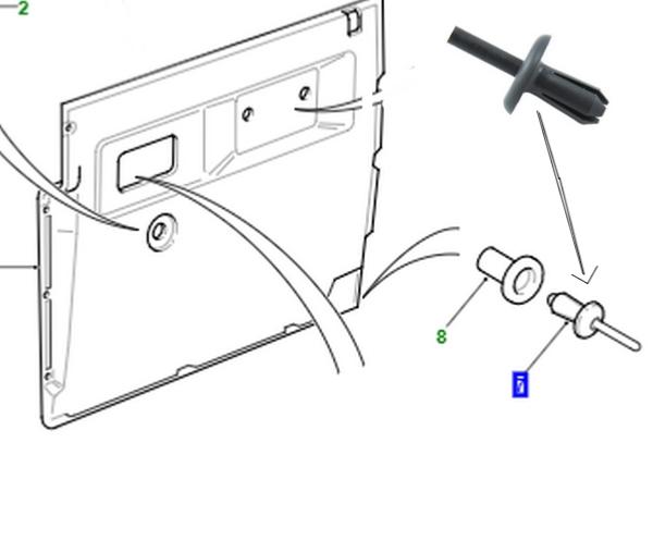 agrafe rivet plastique de panneau de porte defender (GRIS)