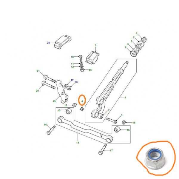 écrou de vis de tirant de pont Defender TD5 et TD4